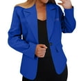thumbnail image 3 of Delayuji Petite Blazers for Women Women Blazers for Work Casual Womens Casual Front Long Sleeve Lapel Collar Button Work Business Jacket Blue XXL, 3 of 8
