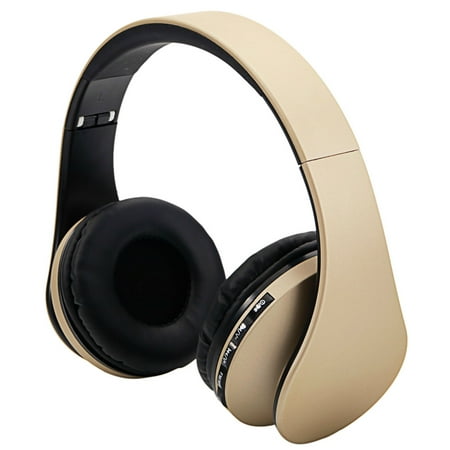 HY-811 Foldable FM Stereo MP3 Player Wired Bluetooth Headset Champagne