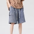 thumbnail image 5 of Cathalem Jean Shorts for Men Summer Vintage Washed Ripped Distressed Straight Fit Knee Length Casual Jean Shorts,Blue XXXXL, 5 of 5