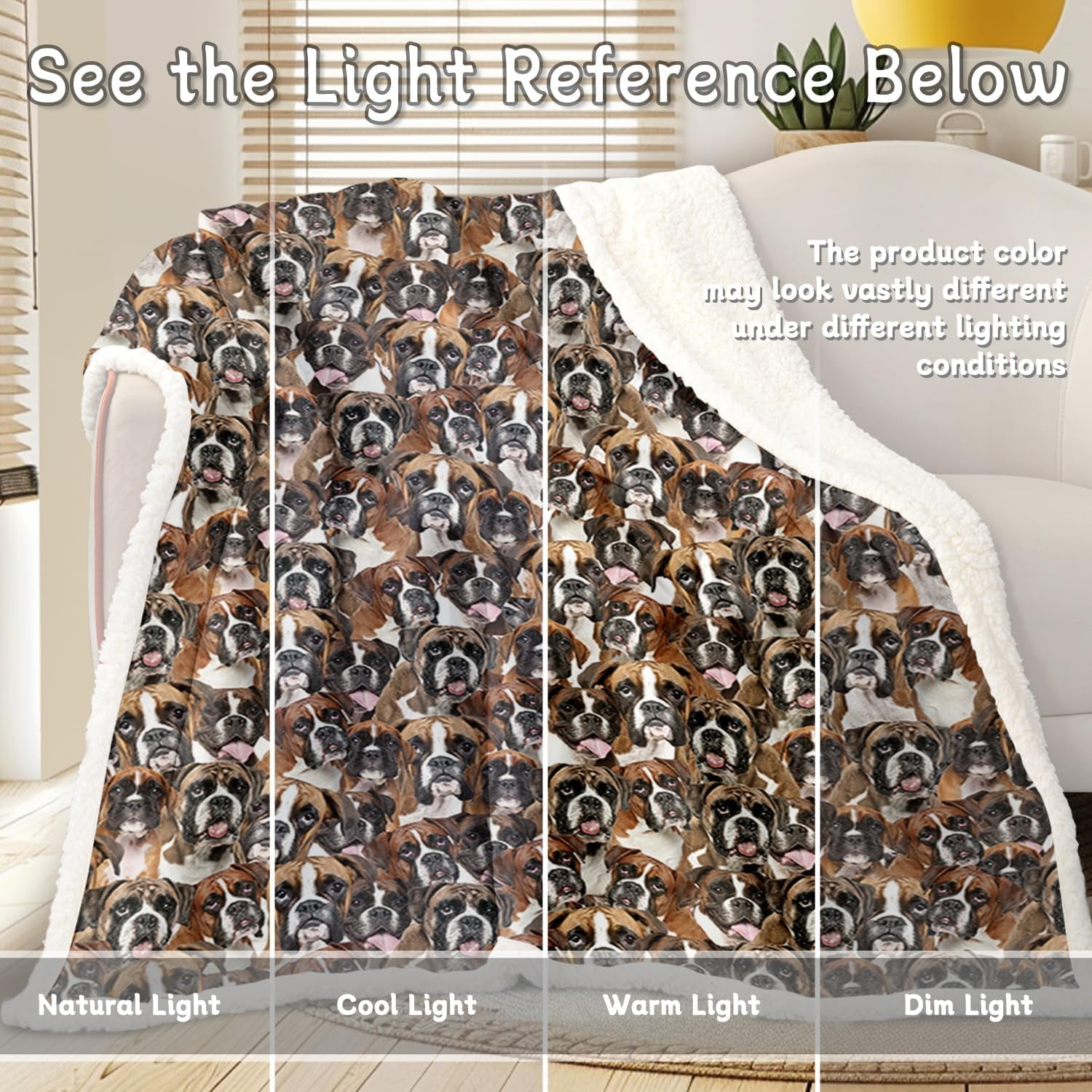 Boxer Blankets Super Soft Fuzzy Dogs Blanket for Kids Adults Cute Puppy Fleece Blanket Reversible Animal Brown Sherpa Throw Thick Lightweight Cozy Plush Blankets (White Boxer,Twin,60"x80")