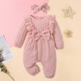 thumbnail image 4 of GiLiling Baby Girl Romper Infant Fall Winter Clothes Ruffle Sweater Long Sleeve Bodysuit Jumpsuit and Headband (Pink, 3-6 Months), 4 of 4