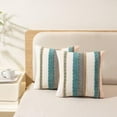 thumbnail image 5 of SUSIELADY Boho Throw Pillow Covers 18x18 Set of 2 Farmhouse Decorative Cushion Cases Chenille Striped Neutral Square Accent Pillowcases for Sofa Couch Bed, Blue, 5 of 6