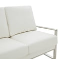 thumbnail image 3 of LeisureMod Accent Arm Chair Upholstered in Leather with Brushed Silver Stainless Steel Frame and Removable Cushions Jefferson Collection in White, 3 of 5