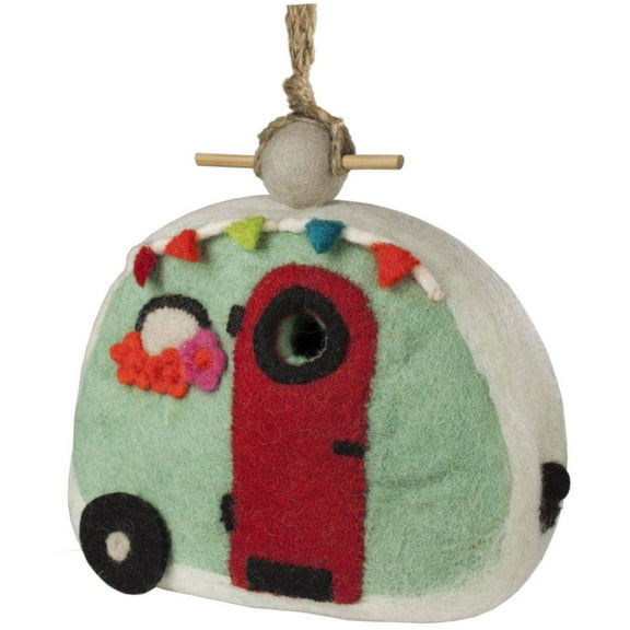 Global Crafts Camper Felt 9 in x 10 in x 4 in Birdhouse
