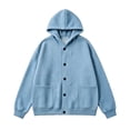 thumbnail image 4 of Button up Hoodies for Women, Soft Fleece Hooded Sweatshirt, Lightweight Casual Solid Color Long Sleeve Fall Jackets with Side Pockets, S, 4 of 5