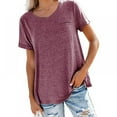 thumbnail image 1 of POINTERTECK Casual Style Loose Short-sleeved Pockets Stitching Solid Color T-shirt Simple Natural Fashion Ladies Set Short Sleeves, 1 of 3