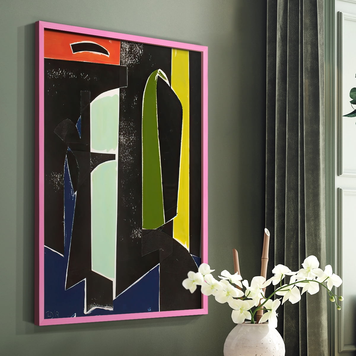 Spanish Arches Framed Print in Pink Solid Wood Framed Print No Nail Hanging