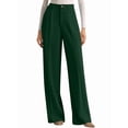 thumbnail image 2 of Womens Wide Leg Dress Pants Business Casual Flowy Work Palazzo Pants High Waisted Slacks Trousers Dark Green XXL, 2 of 7