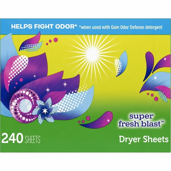 240-Count Odor Defense Dryer Sheets in Super Fresh Blast Scent