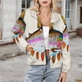 thumbnail image 3 of Jackets for Women Winter Coat Jackets Flannel Stand Collar Jacket(Rainbow Trout Art Print,Size:S-4XL), 3 of 7
