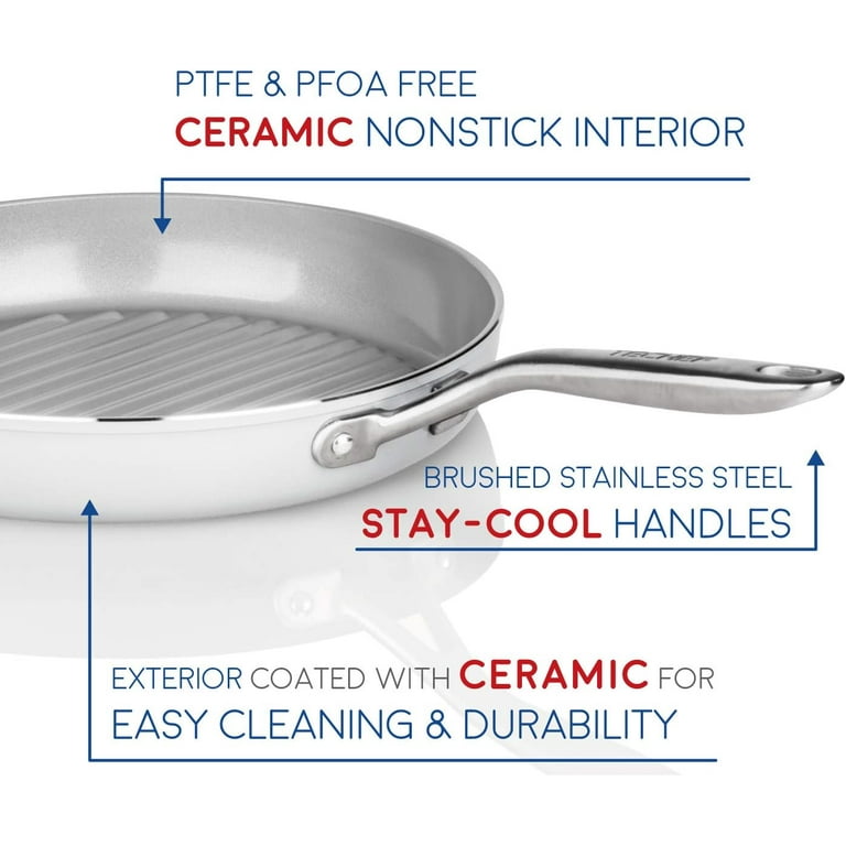 TECHEF - CeraTerra 12 Ceramic Nonstick Frying Pan Skillet, (PTFE, PFAS,  and PFOA Free), Dishwasher Oven Safe, Stainless Steel Handle