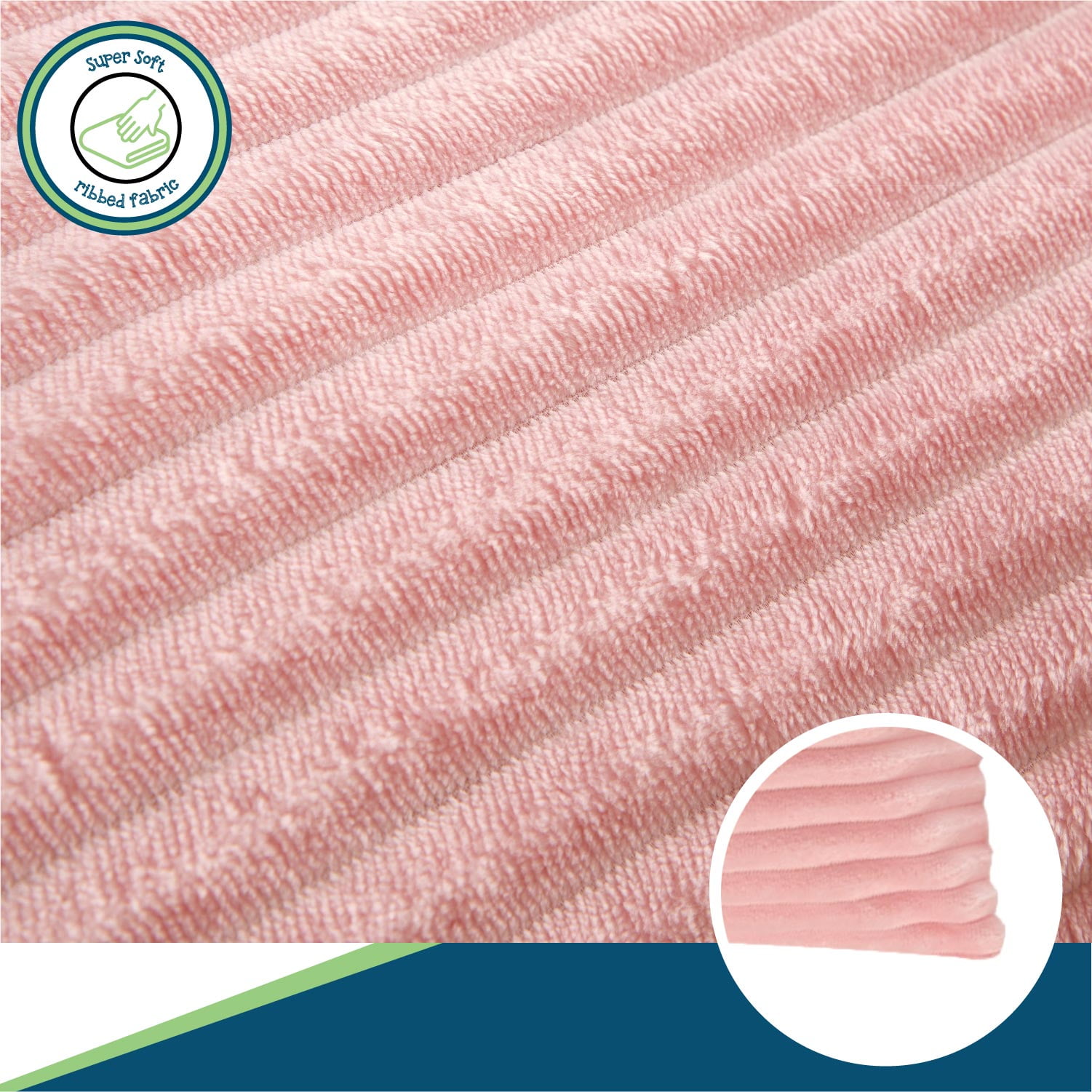 Your Zone Ribbed Body Pillow with Removable Cover, Pink, 48 in x 20 in