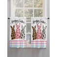 thumbnail image 5 of Easter Bathroom Window Curtain, Spring Colorful Leopard Printed Bunny Flower Striped Light Filtering Coffee Kitchen Curtains, Bedroom Living Room Curtains 2 Panel 84"x45", 5 of 6
