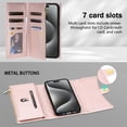 thumbnail image 4 of Magnetic Flip Case for iPhone 7 Plus, iPhone 8 Plus,Crossbody Strap RFID Blocking Leather Purse Case with Card Holder, Zipper Bills Slot Handbag Wrist Lanyard Cover For iPhone 8 Plus/7 Plus, Rosegold, 4 of 9