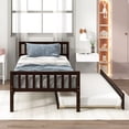 thumbnail image 5 of HICOMILA Twin Wood Platform Trundle Bed – 3 Colors, No Box Spring, Headboard & Footboard, Space-Saving, for Bedroom/Guest Room, 5 of 9