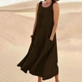 thumbnail image 3 of Summer Dress for Women Solid Sleeveless Loose Casual Flowy Long Dresses with Pockets, 3 of 5