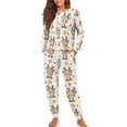 thumbnail image 4 of DISNIMO Deer Print Womens Pajama Sets Long Sleeve Sleepwear Christmas 2 Piece Pj Lounge Set with Pockets Crew Neck Pullover Top Wide Leg Pants, XL, 4 of 7