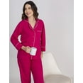 thumbnail image 5 of Moomaya Women's Cotton Jersey Pajama Set - Ultra-Soft, Button-Down Sleepwear With Notch Lapel Shirt, 5 of 8