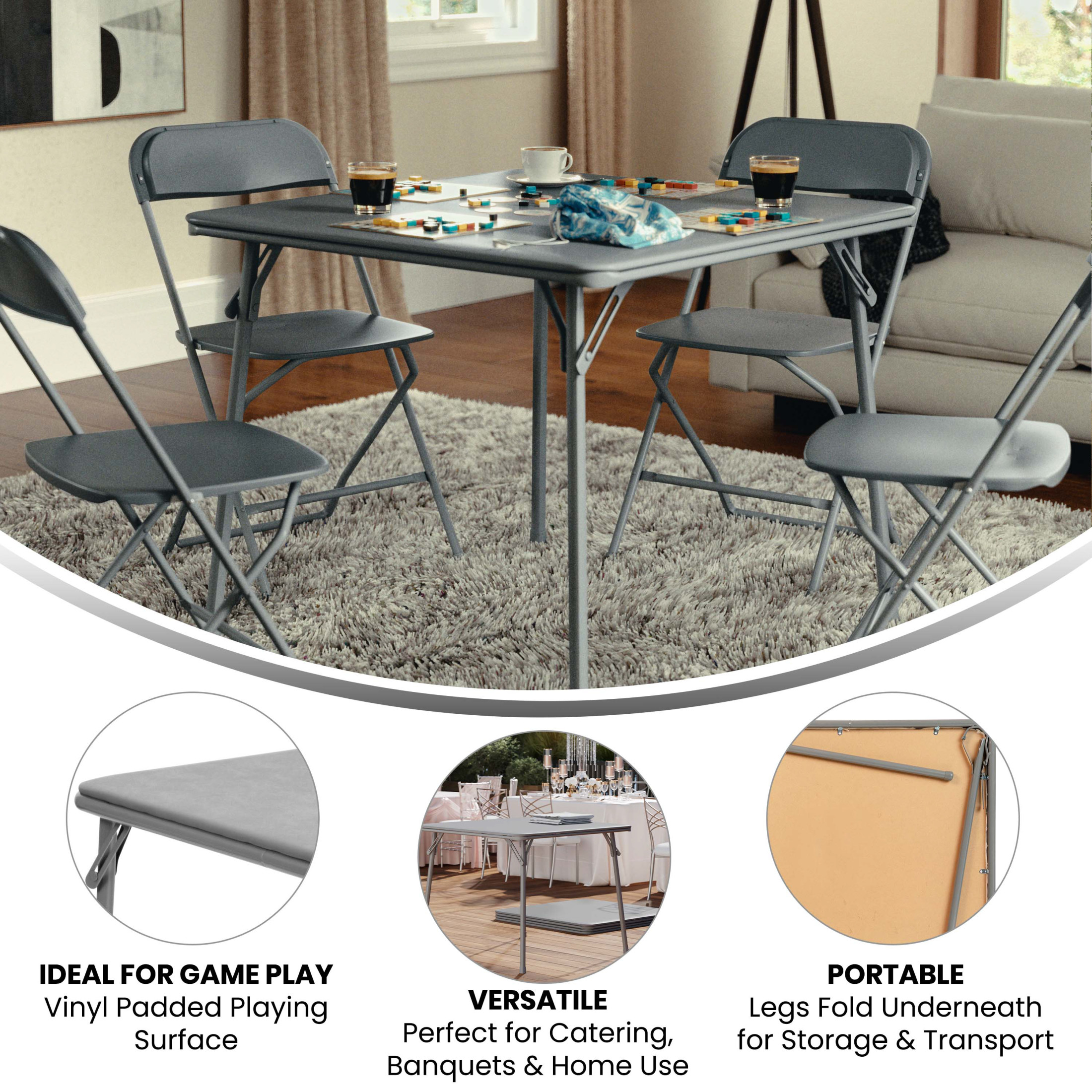 Flash Furniture Vinyl Padded Folding Card Table, Gray photo 3
