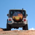 thumbnail image 5 of Camper Spare Tire Cover American Flag Sunset with Pine Trees Waterproof Sun Protection Happy Independence Day Tire Cover Fit for Trailers SUV Off-Road Vehicle Camper And Trucks 12inch, 5 of 8