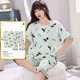 thumbnail image 1 of Pijama de punto de algodón con estampado de nubes para mujer, conjunto de dos piezas de manga corta, ropa de dormir de dibujos animados, Verano, 1 of 4