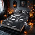 thumbnail image 2 of Homewish Halloween Candy Skull Bed Sheets, Gothic Skeleton Full Size Sheets, Charcoal Gray, 4pcs (1 Flat Sheet, 1 Fitted Sheet and 2 Pillowcases), 2 of 4