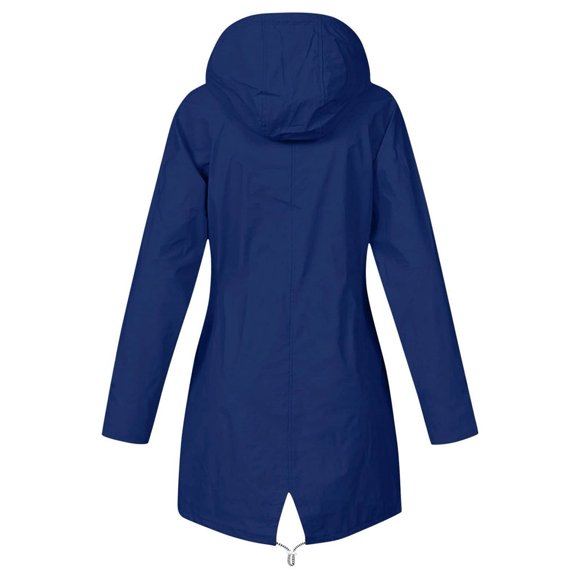LMKIHUSA Manteau Grande Taille pour Femmes Décontracté 2025 Imperméable Rayé Doublé Manteau Mince Randonnée Extérieure Vestes à Capuche Bleu,TTG