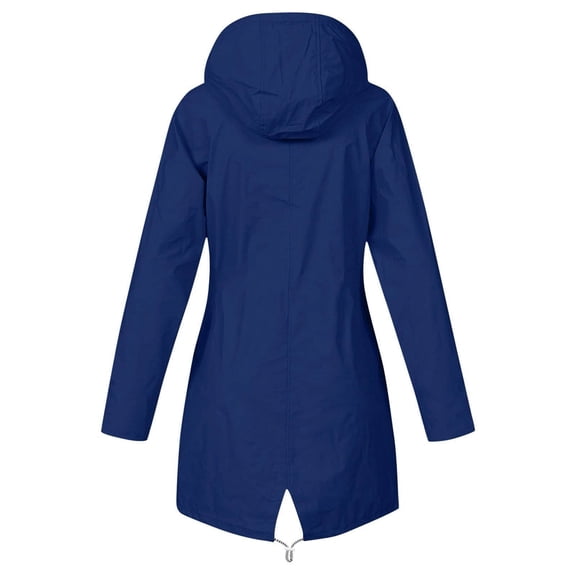 Lcziwo Womens Waterproof Trench Coat Casual Outdoor Hiking Travel Trench Coats Solid Color Softshell Windbreaker Striped Pockets Lightweight Jackets Blue,S