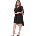 thumbnail image 3 of DARING DIVA Women's Plus Size Chiffon Cocktail Mesh Overlay Short Dress 2X Black, 3 of 6