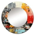 thumbnail image 2 of Designart "Urban composition II" Car/Van Round Mirror Wall Décor Industrial - Large Yellow Round Mirror - Round Mirror 23" x 23" Inch, 2 of 5