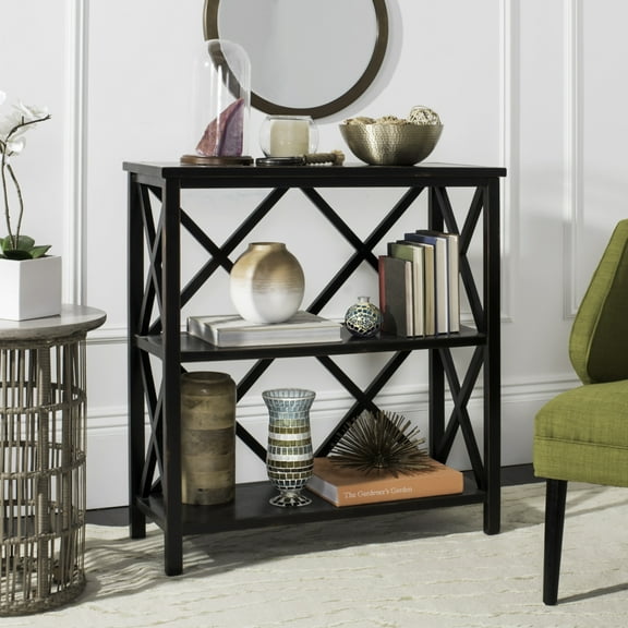 SAFAVIEH Lucas 2-Tier Low Etagere Distressed / Black