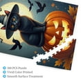 thumbnail image 3 of 500 Piece Halloween Black Cat Jigsaw Puzzle For Adults Witch's Hat Cat On Jacko'lantern Spooky Autumn Artwork Challenging And Fun Puzzle Game Great Gift Idea, 3 of 7
