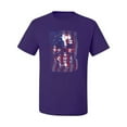 thumbnail image 2 of Wild Bobby, Smiling American Flag Skull, Pop Culture, Men Graphic Tees, Purple, 3XL, 2 of 3