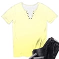 thumbnail image 4 of UAMVSH Henley Shirts for Women Gradient Short Sleeve Tunic Tops Trendy Casual Crewneck Button T-Shirt Loose Fit Basic Tees, 4 of 6