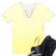 thumbnail image 2 of Camisetas de Manga Corta para Mujeres Camiseta de Cuello Redondo con Botón Impreso No Estructurado Casual con Suave 95% Poliéster 5% Spandex, Blusa Transpirable para la Primavera, 2 of 6