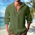thumbnail image 2 of RUTAYY Men's Shirts Long Sleeve Casual Solid Color Hooded Cardigan Button Down Comfortable Breathable Vacation Playful Blouse, 2 of 5