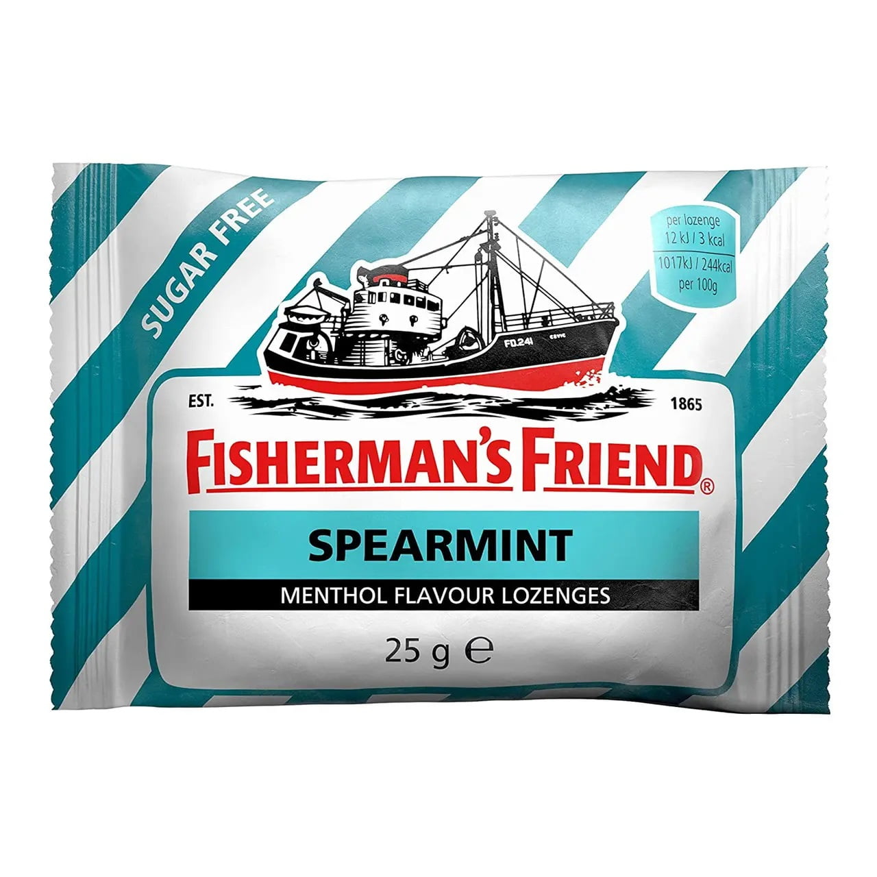 Fisherman's Friend Spearmint Sugar Free Menthol Flavour Lozenges 25g (Pack of 6)