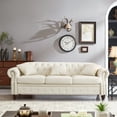 thumbnail image 2 of Newboti Furniture 85.8" Living Room Chesterfield Sofa Classic Tufted Design Faux Leather PU Upholstered Sofa with Storage (Ivory) 13997, 2 of 13