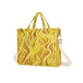 thumbnail image 2 of Corduroy Composite Fabric Tote Bag Magnetic Snap Large Capacity Crossbody Bag Beige Shoulder Strap Yellow Blaze Pattern, 2 of 8