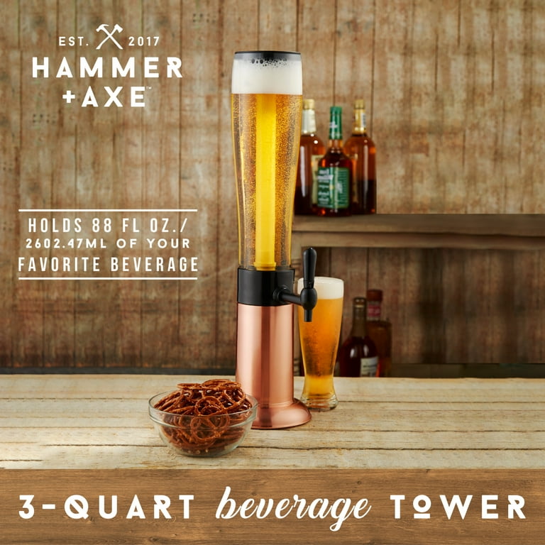 Hammer + Axe Beer Tower Drink Dispenser with Pro-Pour Tap