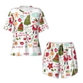 thumbnail image 5 of Wukai Snowflakes Santa Claus Women's Pajama Set,Short-Sleeve Top and Shorts with Elastic Waistband and Pockets for Loungewear, Yoga, and Casual Wear-X-Large, 5 of 8
