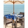 thumbnail image 2 of Outdoor Tablecloth with Umbrella Hole and Zipper, Navy Blue Christmas Square Table Cloth 54x54 Inch Waterproof Tablecloth, Snowman Xmas Snowflake Ball Winter Picnic Table Cover for Patio Camping, 2 of 7