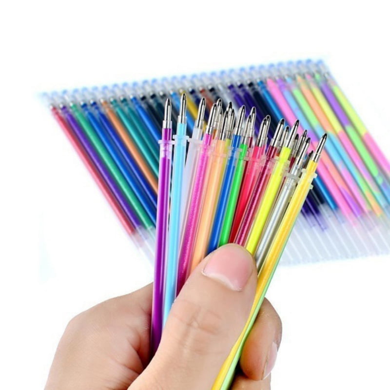 48pcs Fluorescent Gel Ink Pen Refills Watercolor Brush Colorful Stationery Neon 