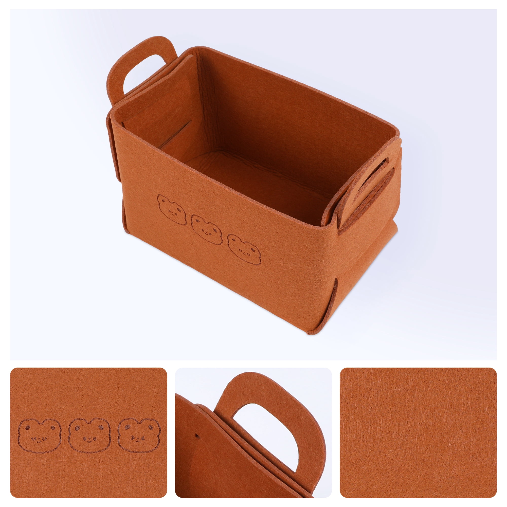 Unique Bargains 3 Pack Storage Cube with Handles Brown 9.8*7.1*5.9in