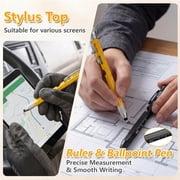 Husband Dad Birthday Personalized Gifts 12-in-1 Multi-Tool Construction Pen with LED Light, Ruler & Screwdriver, Yellow