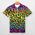 thumbnail image 3 of Neon Rainbow Leopard Print Men Zipper T-shirt Summer Casual Short Sleeve T-shirt Top, 3 of 7