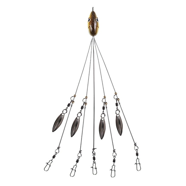 Xihbxyly Aparejo Tipo Paraguas de 5 Brazos, Brazos de Alambre Flexibles, Eslabones Giratorios para Facilitar La Fijación Del Señuelo, Simula Bancos de Peces Carnada, Pesca En Agua Salada y Trucha, 20