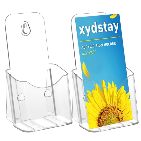 Soporte acrílico para folletos xydstay, 10 x 23 cm, transparente, paquete de 2