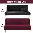 thumbnail image 4 of SHANNA Stretch Velvet Sofa Slipcover Thick Armless Sofa Bed Cover Futon Slipcover Protector, Burgundy, 4 of 8