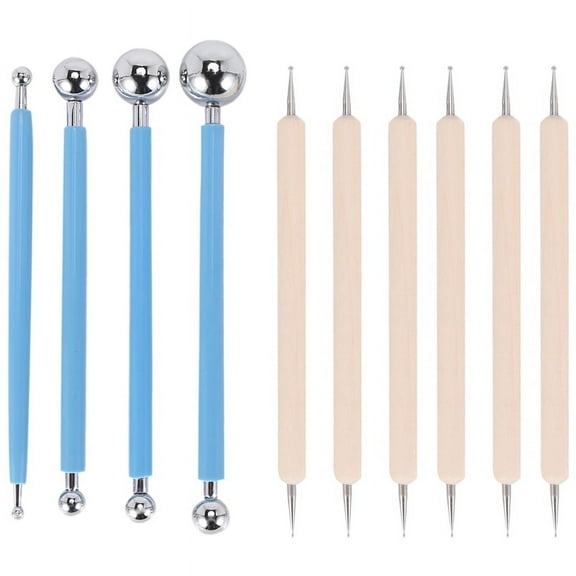 10 Piece Dotting Tools Ball Styluses for Mandala Rock Painting, Pottery Clay Craft, Embossing Art